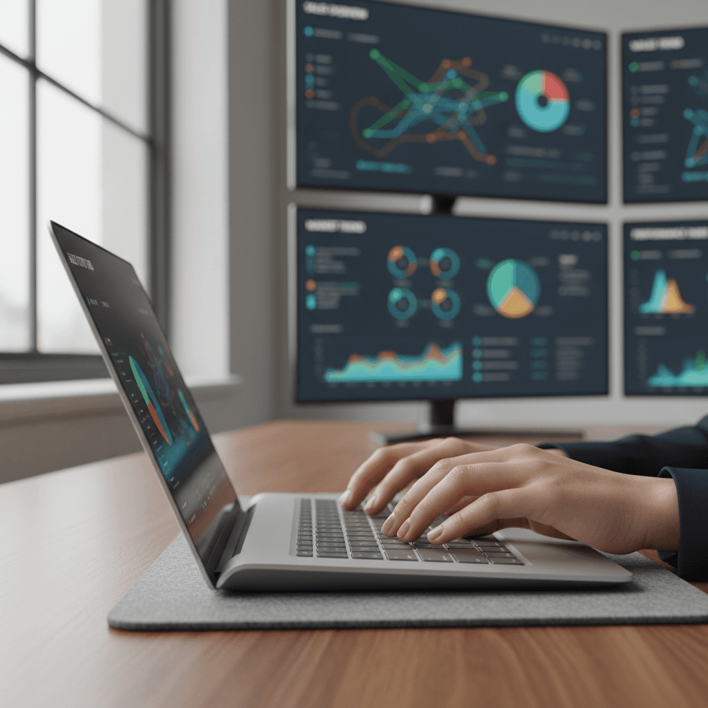 Brand analyst reviewing e-commerce metrics and performance data